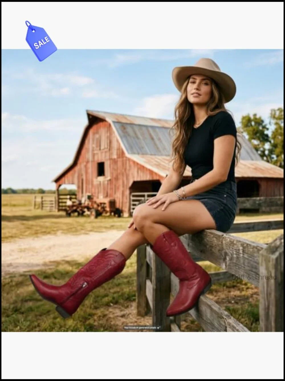 Women's Mid Calf Cowboy Boots Western Cowgirl Embroidery Chunky Heel Pull On